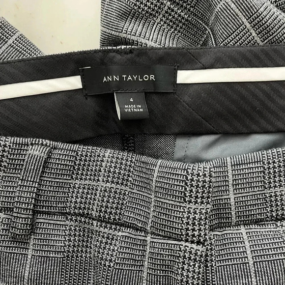 Ann Taylor Slim Leg Plaid Check Career Pant Work 4 Full Length - Picture 6 of 7